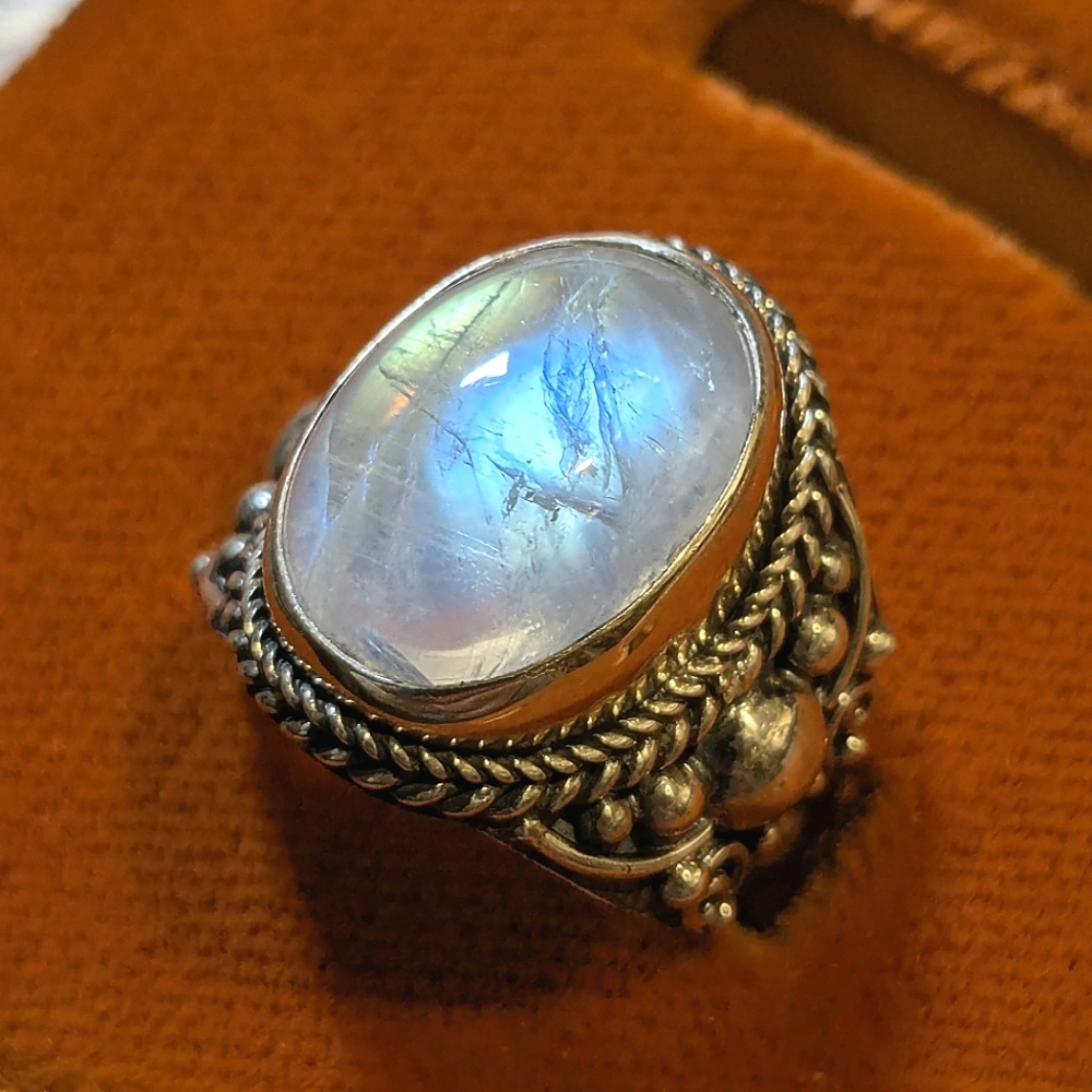 Vintage Sterling Silver Moonstone Statement Ring